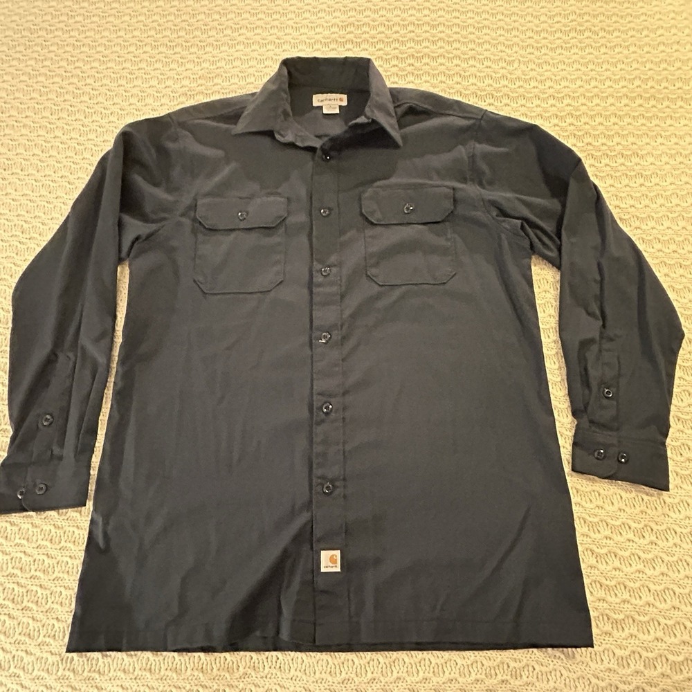 Carhartt‎ Men's Large Long Sleeve Button Down Work Shirt Mechanic Style